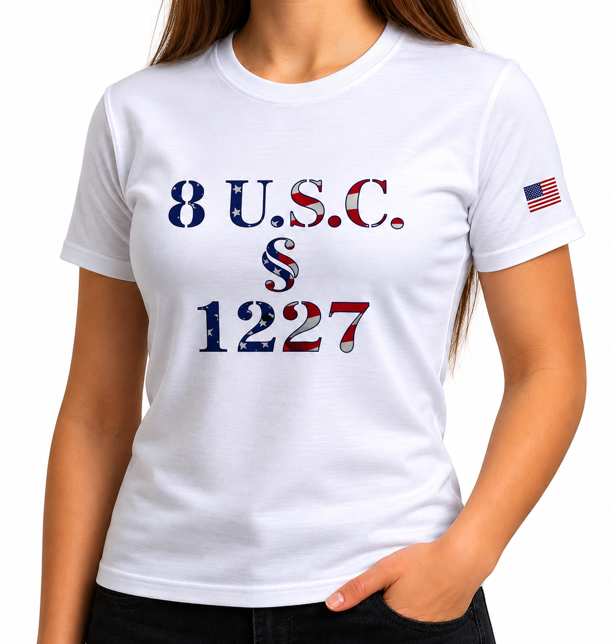 Statute 1227 - American Flag - Unisex Garment-Dyed T-shirt