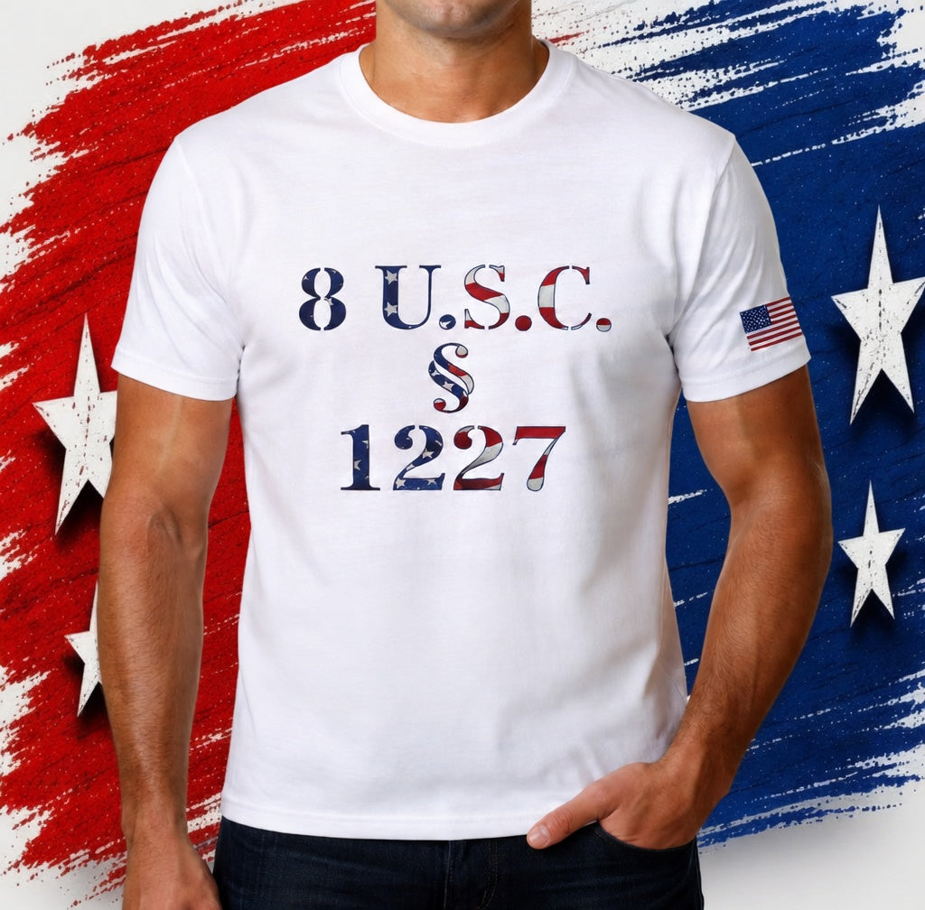 Statute 1227 - American Flag - Unisex Garment-Dyed T-shirt
